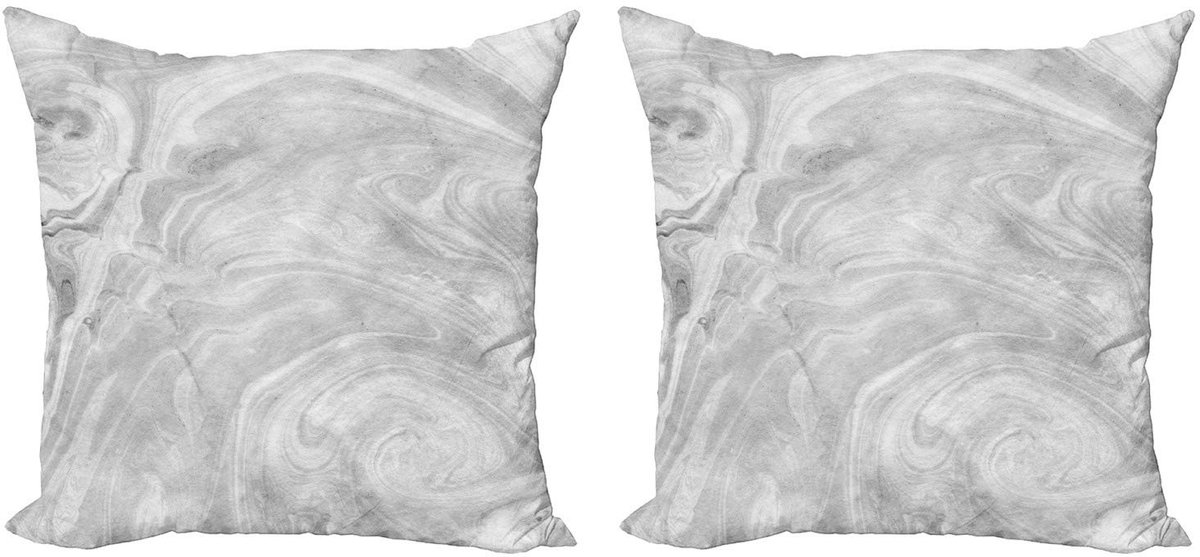 ABAKUHAUS marmer kussenhoezen-set – 2x60x60 cm – dubbelzijdige print – rits – lichtgrijs Hellgrau