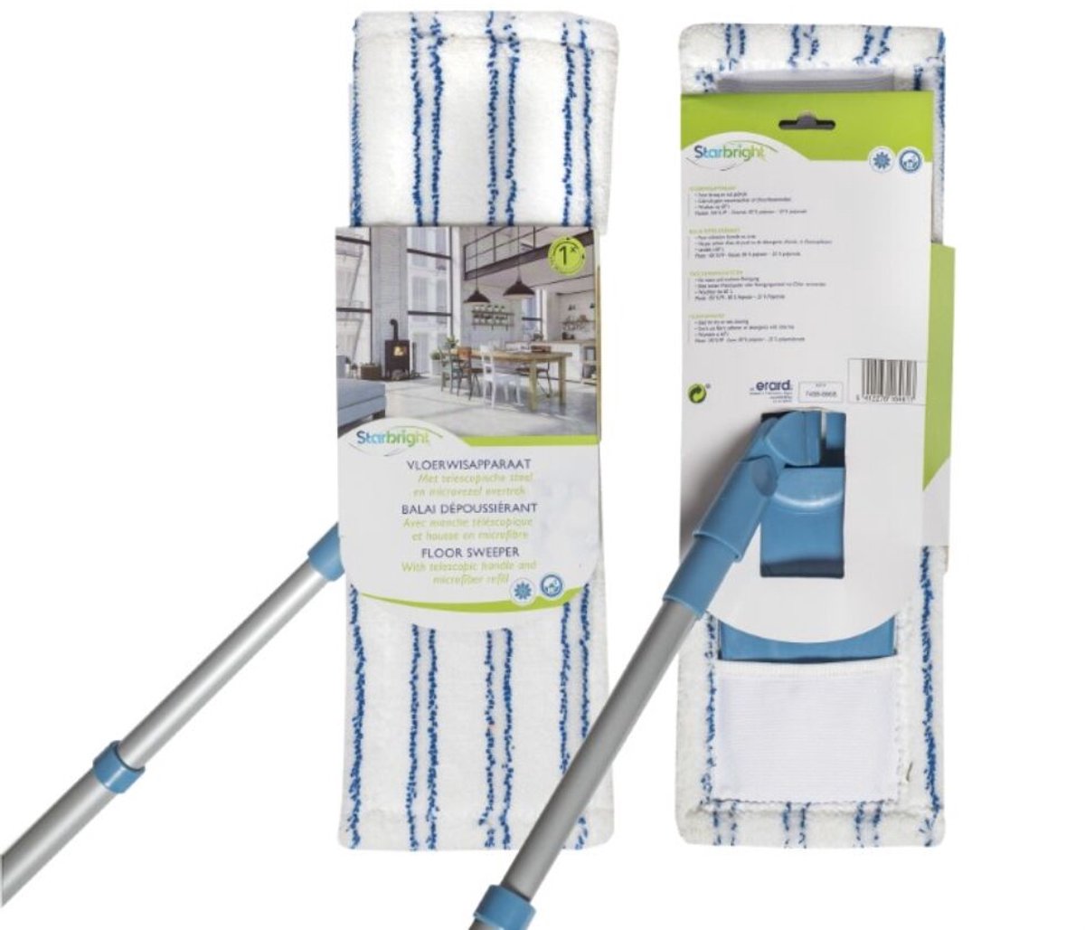 Starbright Vloerwisapparaat Met Telescoopsteel Blauw/ Zilver 130 Cm