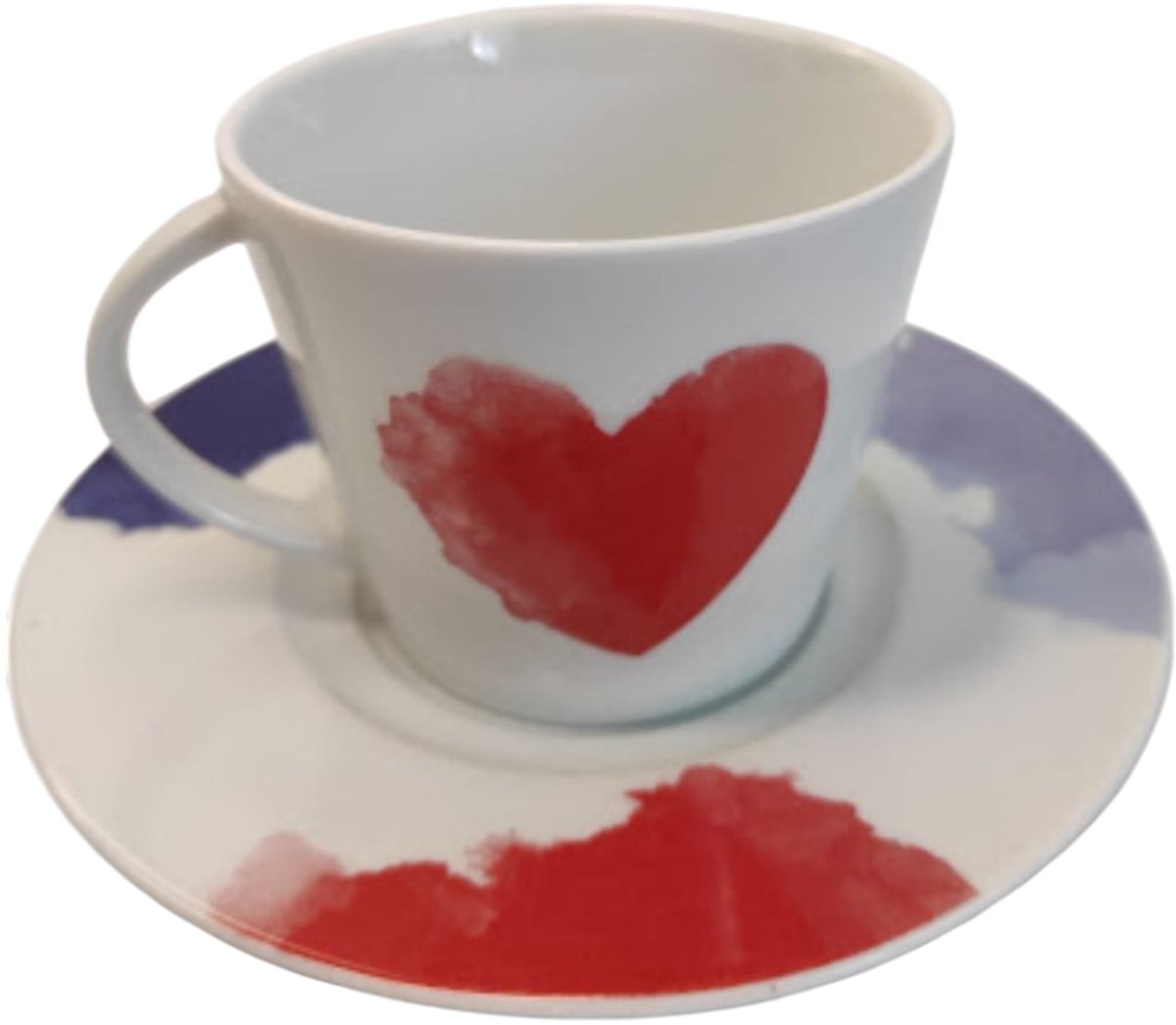 Porseleinen Koffiekop met Schotel – Hartjes Cadeauset – Geschenk voor Valentijn, Moederdag, Verjaardag, Kerst & Bedankje