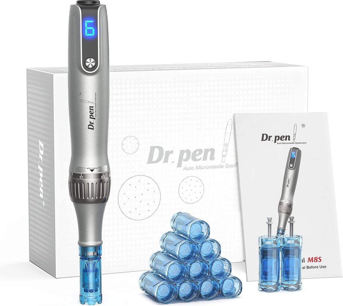 Draadloze Microneedling Pen met 12 Vervangcartridges - Professionele Huidbehandeling