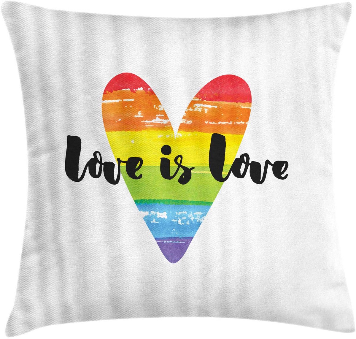 ABAKUHAUS Kussenhoes – Liefde is Liefde Regenbooghart – 40x40 cm Mehrfarbig