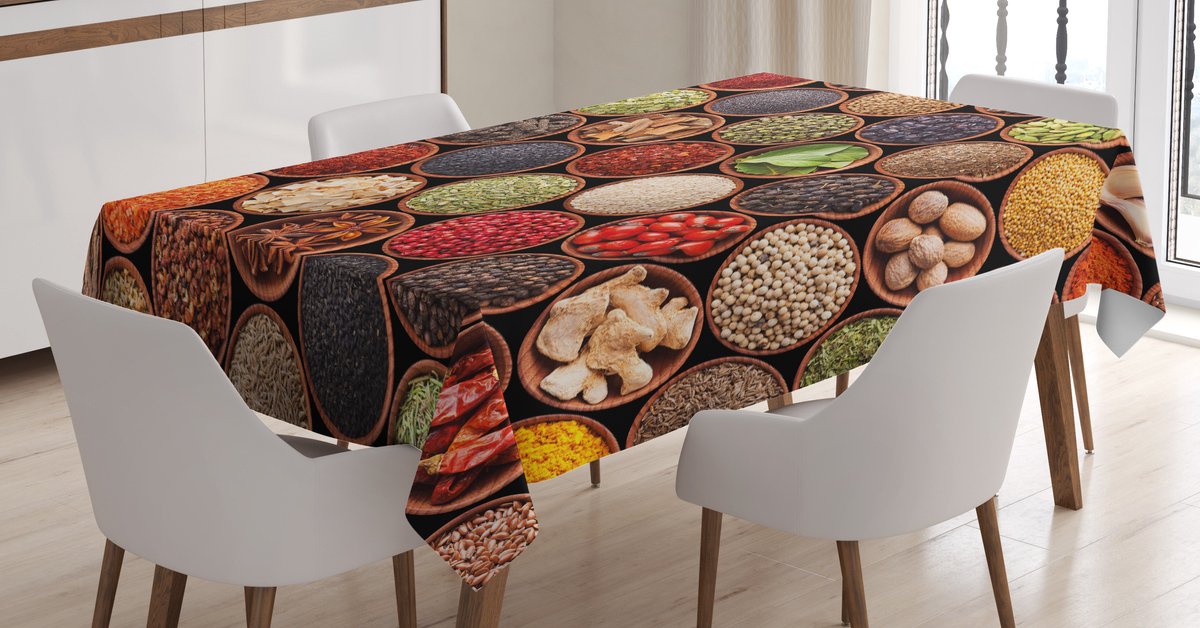 ABAKUHAUS Retro Tafelkleed – 140x240 cm – Satijn, bruin multicolor