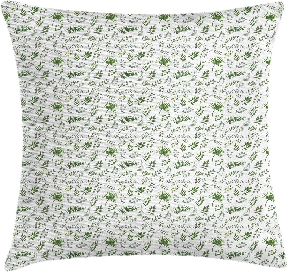 ABAKUHAUS Botanische Kussenhoes – Decoratief 40x40 cm – Tweezijdig bedrukt Pauw-Groen-Wit Pfau-grün-weiß