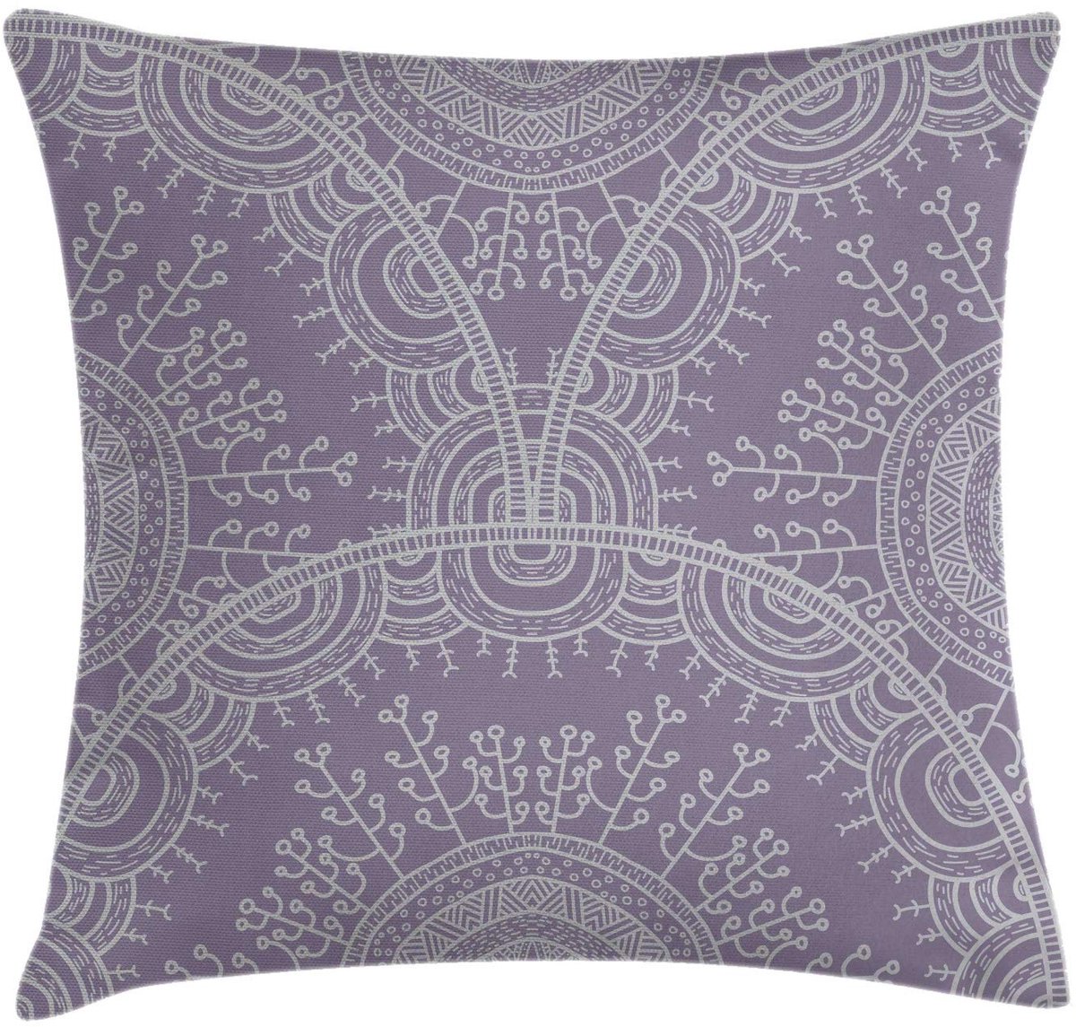 ABAKUHAUS Mandala-kussenhoes – 50x50 cm – Dubbelzijdig – Grijs/Mauve Lichtgrijs