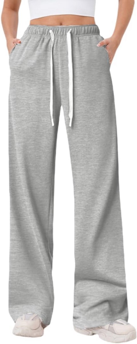 Sportieve Joggingbroek voor Dames met Brede Pijpen en Elastische Taille