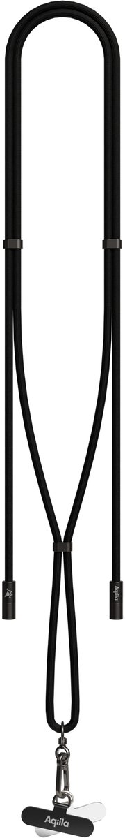 Aqiila 2-in-1 Lanyard Laad- & Sync-kabel USB C naar USB C, 60W - Telefoonkoord Universeel met oplaadkabel - Telefoonketting met USB C kabel, zwart