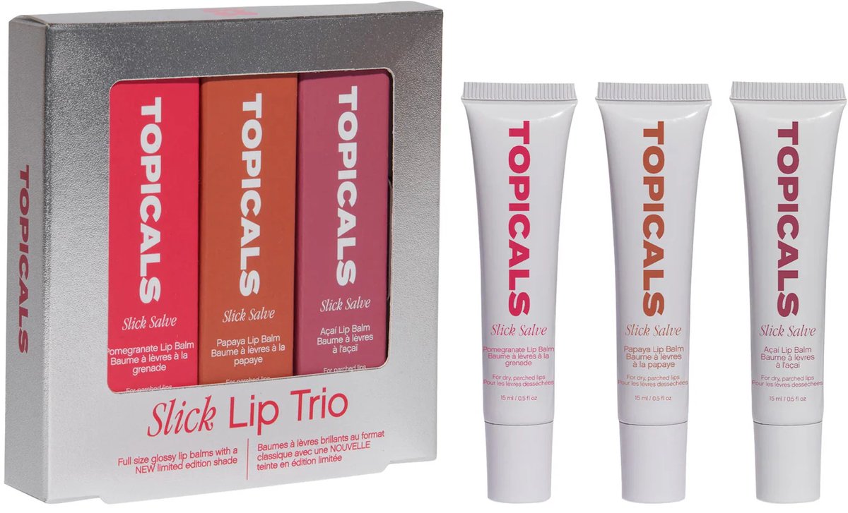 Topicals Slick Salve Glossy Lip Balm Trio – Hydraterende Glanzende Lipbalm Set