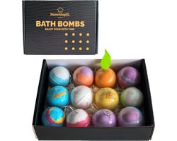 12x Bruisballen Bad + 1x Badbom Opener Cadeauset (Badbommen/Bath Bombs) – Badballen Handgemaakt, Hydraterend & Huidverzorgend – Spa & Wellness Cadeau voor Hem / Haar - Man / Vrouw