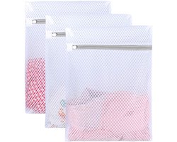 Gigicial Washzakken Van Honingraatgaas - Waszak Voor Delicate Stoffen - Beschermende Waszakken Met Rits - 3 Stuks - Wit Voor Reizen En Wassen