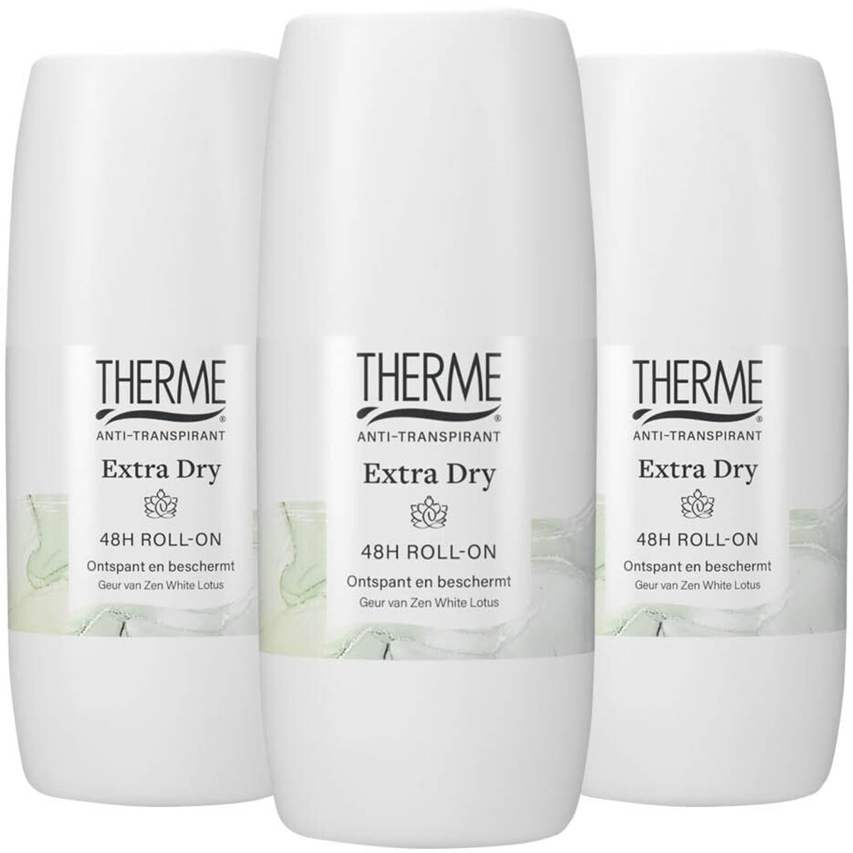 Therme Anti-Transpirant Extra Dry Zen White Lotus Roller - 3 x 60 ml - Voordeelverpakking