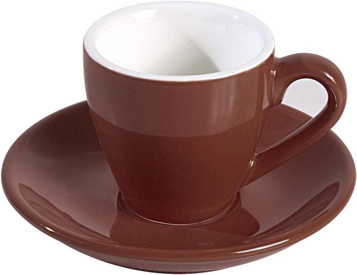 Porseleinen Espresso Kop met Schotel - 80ml
