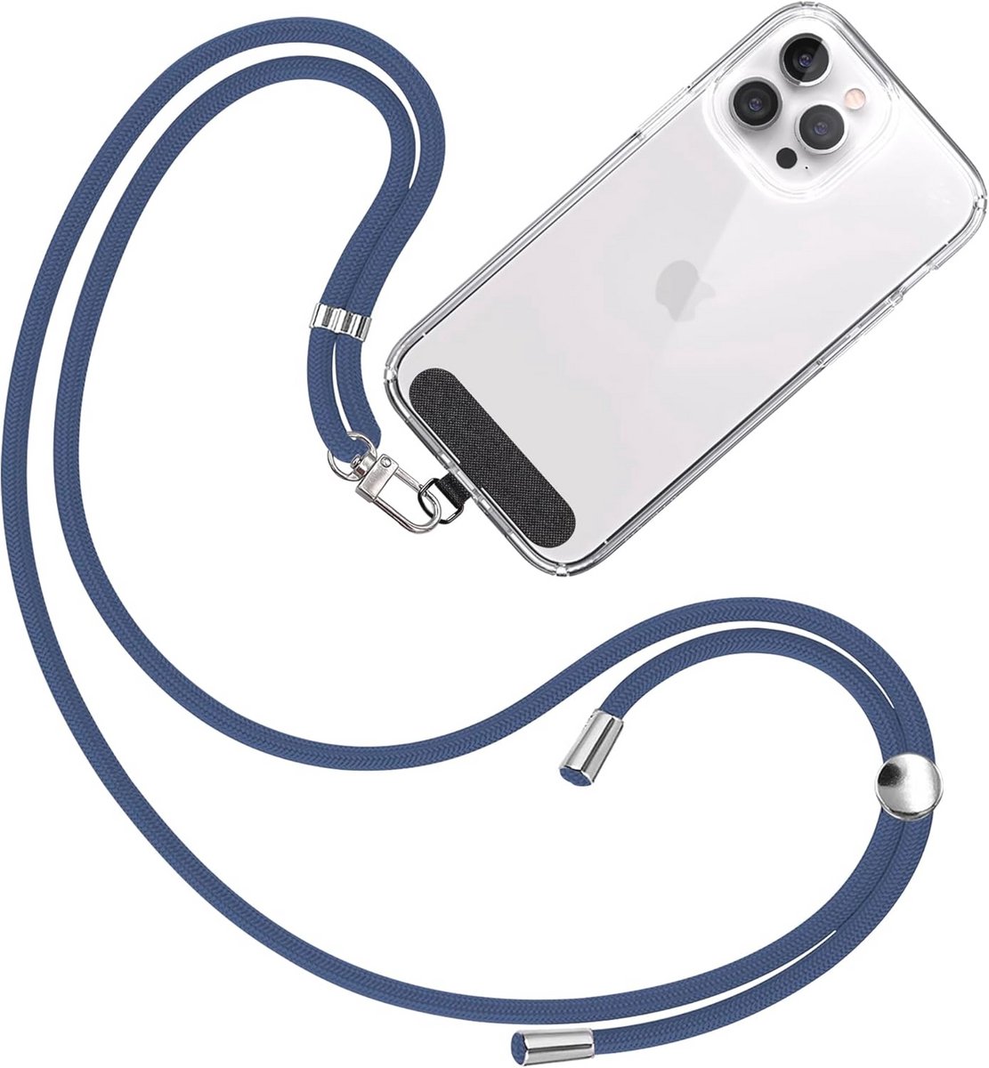 Universeel Telefoonkoord met Stoffen Patch - Bescherming en Grip voor Smartphones