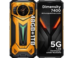 DOOGEE S200 Ultra 5G - Robuuste Smartphone - Robuuste Telefoon - 48GB RAM + 1TB ROM /2TB TF -Dimensity 7400 - 11000 mAh /66W --6,72 inch 120Hz - Android 15 -Nachtzicht-100 MP AI camera - NFC - GPS -1,32 inch display achteraan - Geel