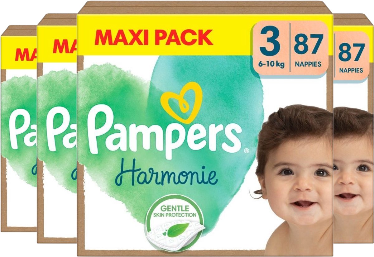 Pampers Harmonie luiers - Maat 3 - 348 luiers (6-10 KG) - 4 x 87 stuks - Mega voordeelverpakking