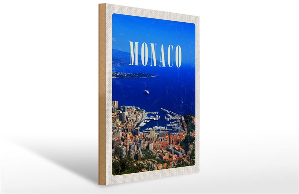 Femer Holzschild Reise 30x40cm Monaco Frankreich Europa Trip Wit