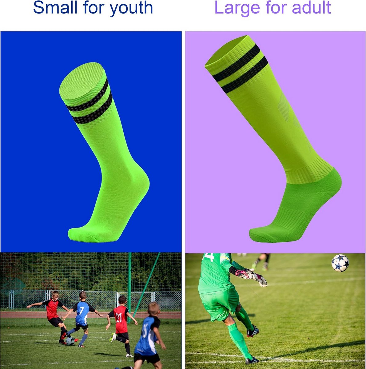 Kniekousen Voetbal voor Heren en Dames - Sport Sokken van Katoen voor Kinderen en Volwassenen