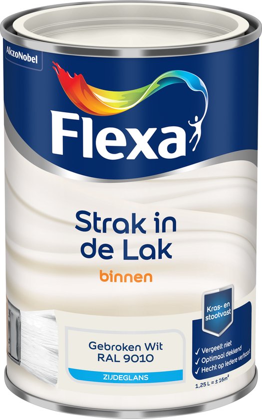 Flexa Strak in de Lak binnen Zijdeglans gebroken wit RAL 9010
