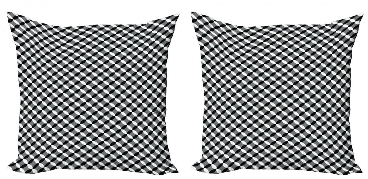 ABAKUHAUS Kussenhoes Set – Geometrische Cirkel – 2x45x45 cm – Dubbelzijdig bedrukt – Zwart/Wit/Grijs