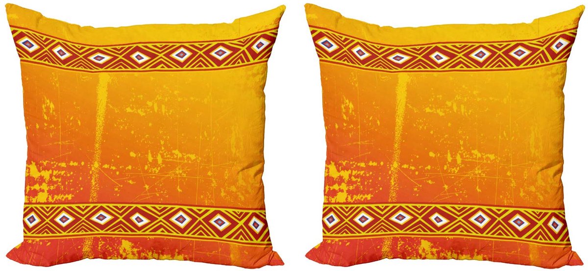 ABAKUHAUS Kussenhoes 50x50 cm – Dubbelzijdig bedrukt – 2 stuks – Oranje/Marigold