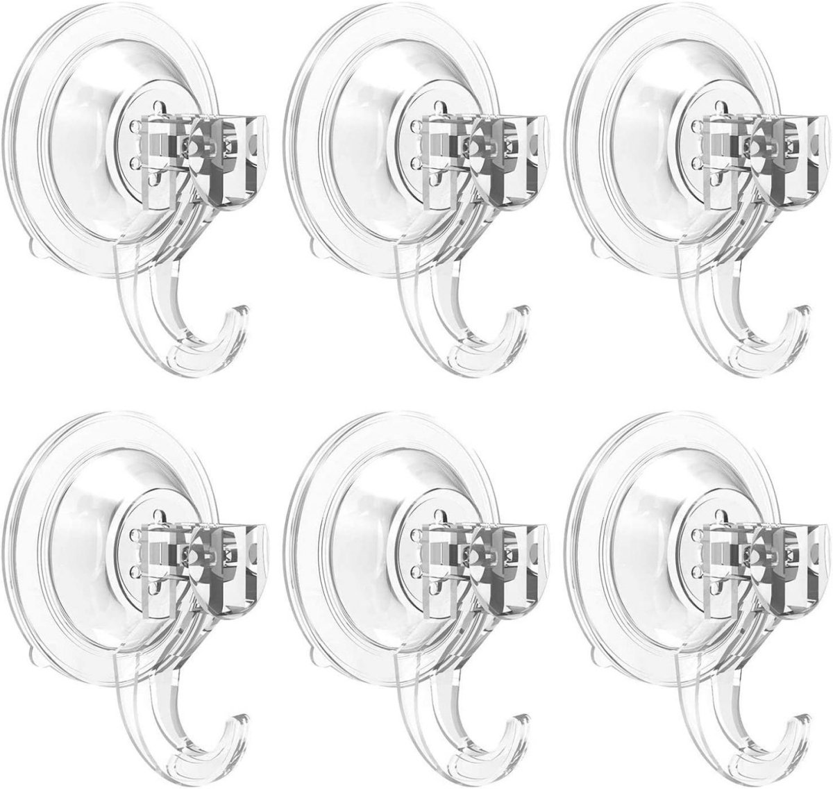 GELLDG 6 stuks zuignaphaken - Geen boren nodig - Herbruikbaar - Zuignappen met haken - Supersterke zuigkracht - Zuignappen van 7 cm - Geschikt voor badkamers, ramen, glas en keukens - Maximale draagkracht 3 kg