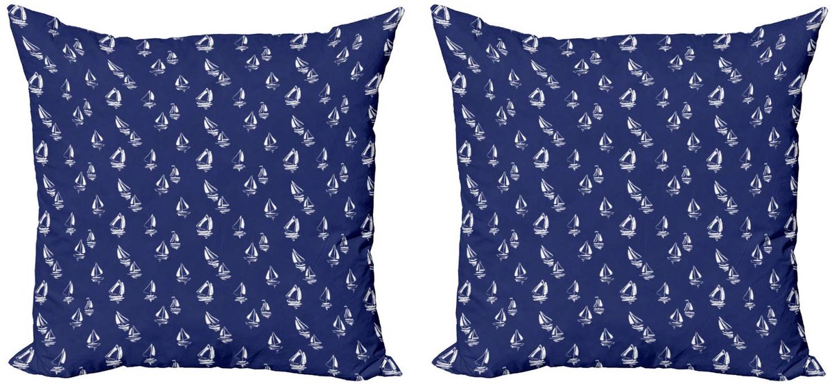 ABAKUHAUS marineblauw kussenhoesenset – 2x50x50 cm – dubbelzijdig bedrukt Donkerblauw