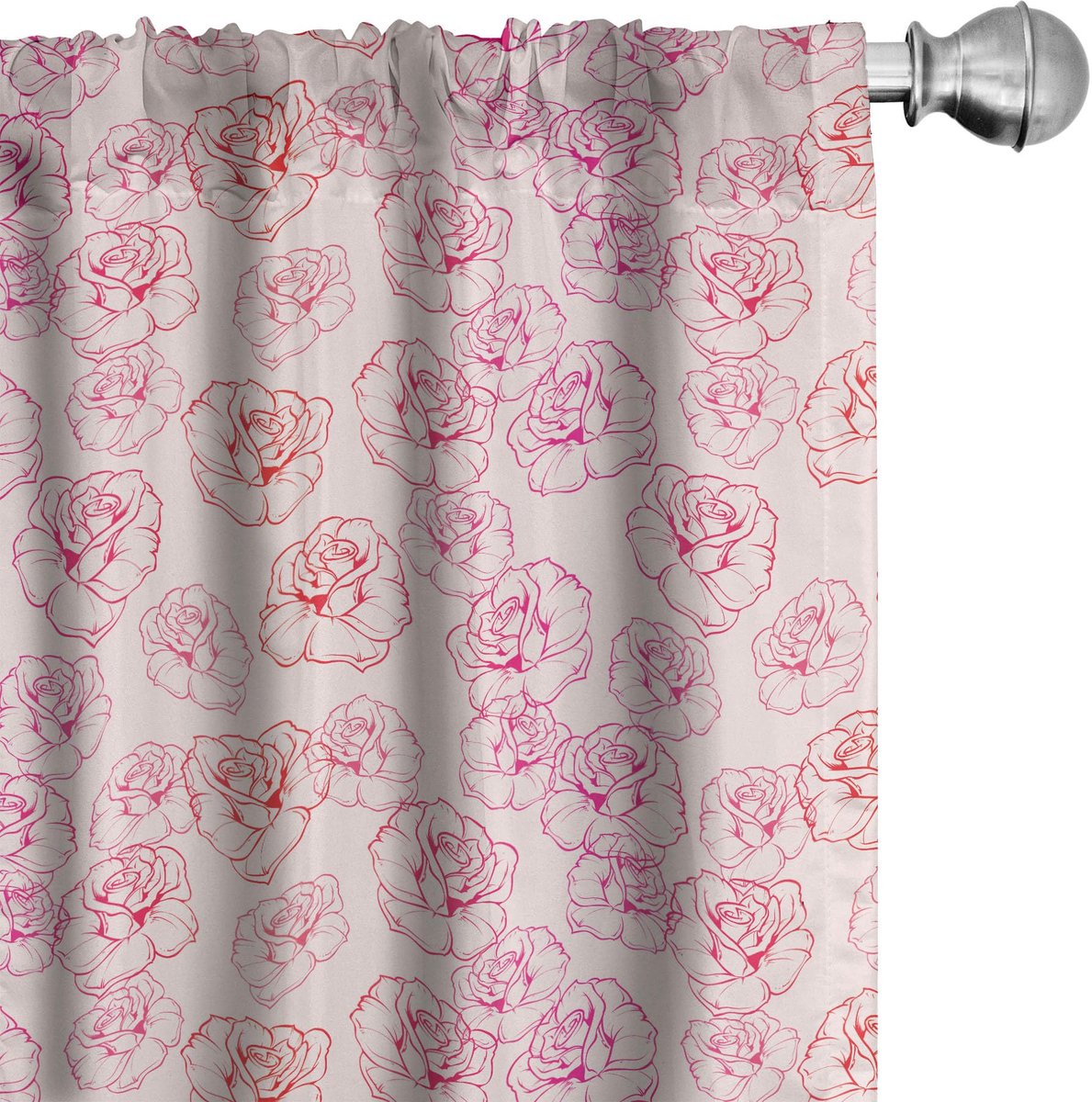ABAKUHAUS Romantische gordijnen – 2x75x225 cm – Microvezel, halfdonkerend Babyroze-magenta