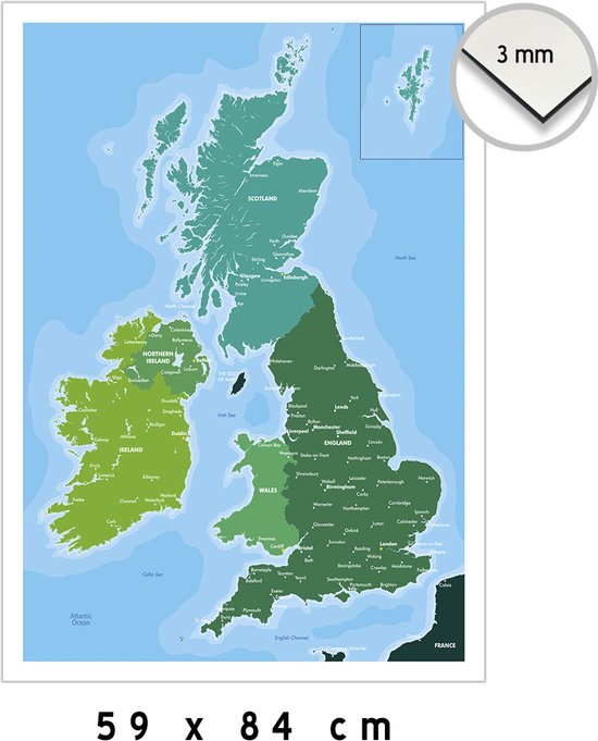 Map Britse Eilanden (kunststof bord) | 59 x 84 cm (A2) | Lan ... - cover