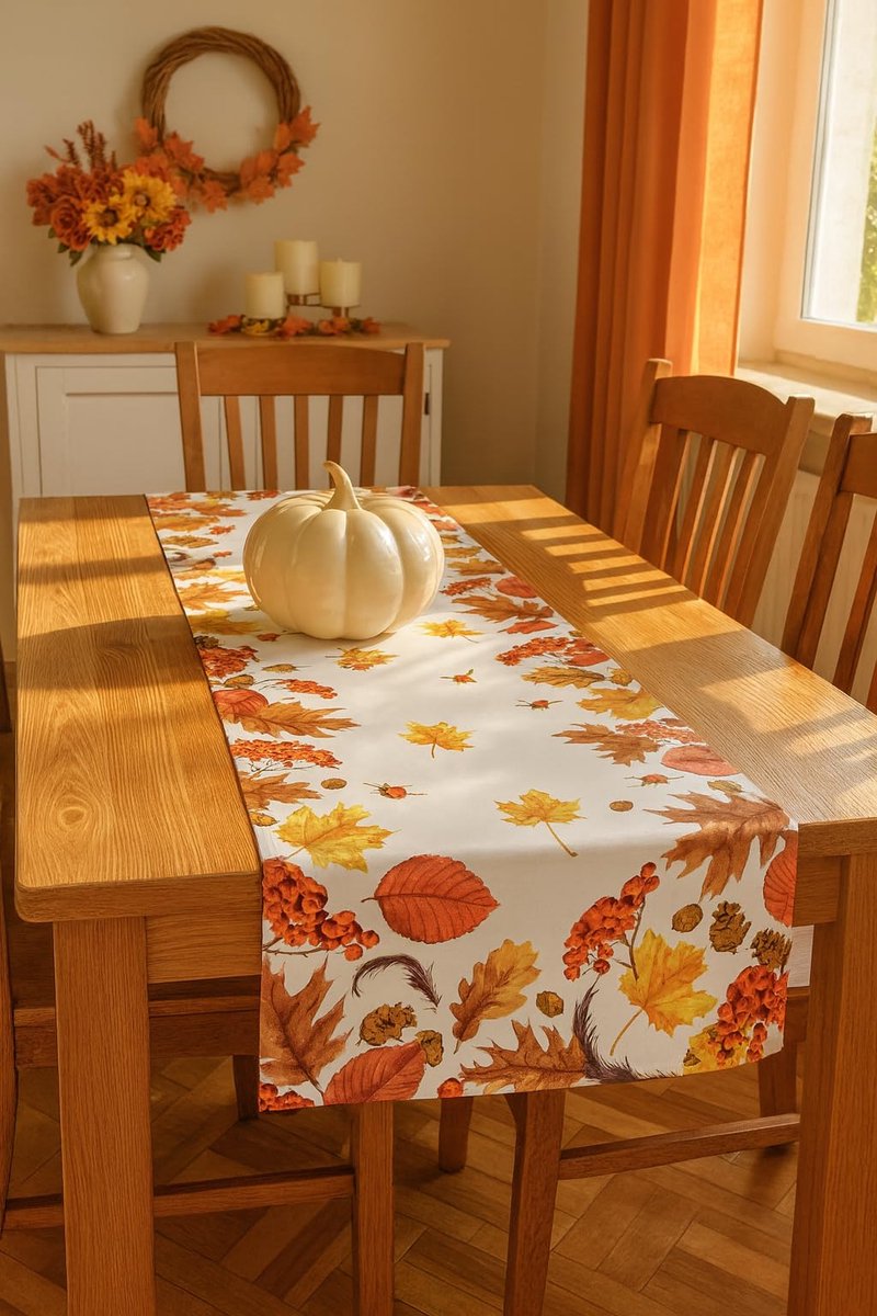 Unyqoos® Decoratieve tafelloper met herfstmotief voor sfeervolle eettafel
