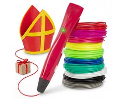 3D&Print 3D Pen Starterspakket XXL - Teken in de Lucht - 5x Sjablonen en 10x PLA Filament van 1.75 mm - Tekenset - Leren Tekenen - DIY Knutselen - Speelgoed - 3D Printer - Schoencadeau voor Jongens en Meisjes - 3D-Pennen Navullingen - 14+ Jaar - Rood