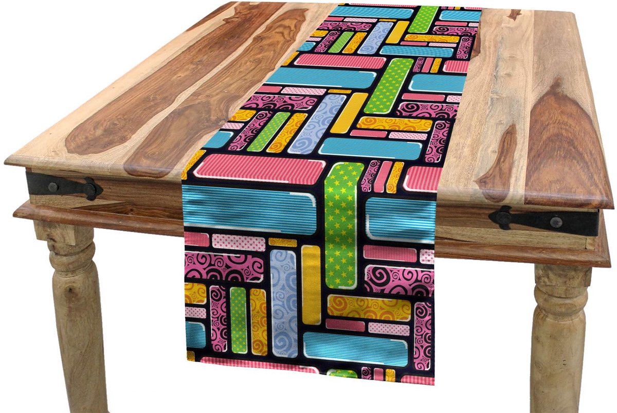 ABAKUHAUS Abstracte Tafelloper – 40x225 cm – Veelkleurig