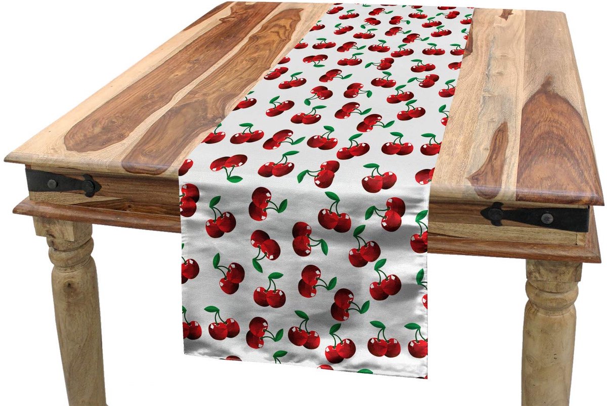 ABAKUHAUS vruchten-tafelloper – 40x180 cm – jagergroen/kokosnoot – Polyester