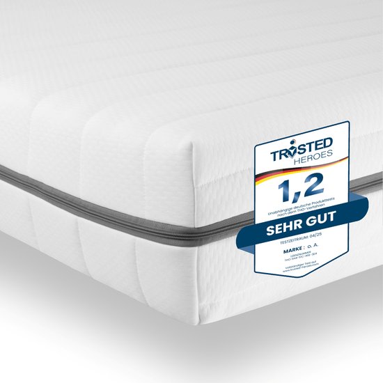 Sleepneo Matras 140 x 190 cm - hoogte 18 cm - duo-hardheid H2 en H3 - orthopedische koudschuimmatras met 7 zones koudschuimmatras, puntelastisch ademend - zachte overtrek met 4-zijdige ritssluiting