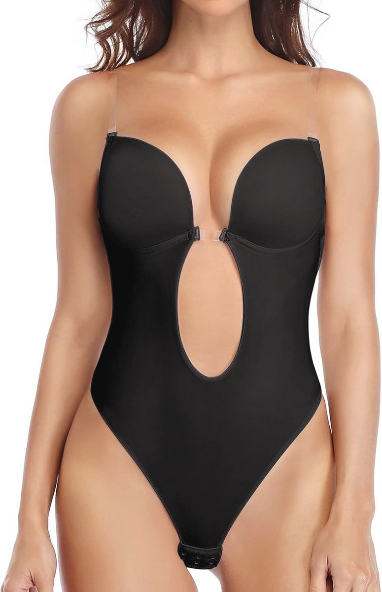 Diepe V-hals Rugvrije Shapewear Bodysuit voor Dames - Comfortabele Push-Up Ondersteuning