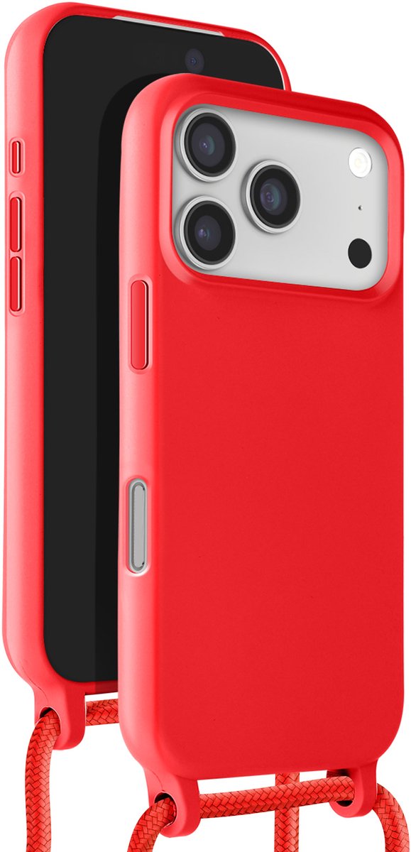 Avizar Hoesje Geschikt voor Apple iPhone 17 Pro Max Soft Touch met Nekkoord, Rood