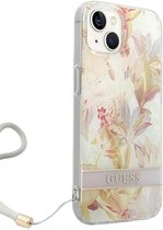 Guess Apple iPhone 14 Plus Hard Case Purple Flower Strap