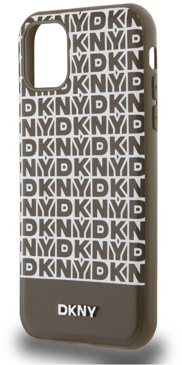 DKNY Repeat Bottom Stripe Back Case (MagSafe Compatible) - Geschikt voor Apple iPhone 11 (6.1") - Bruin
