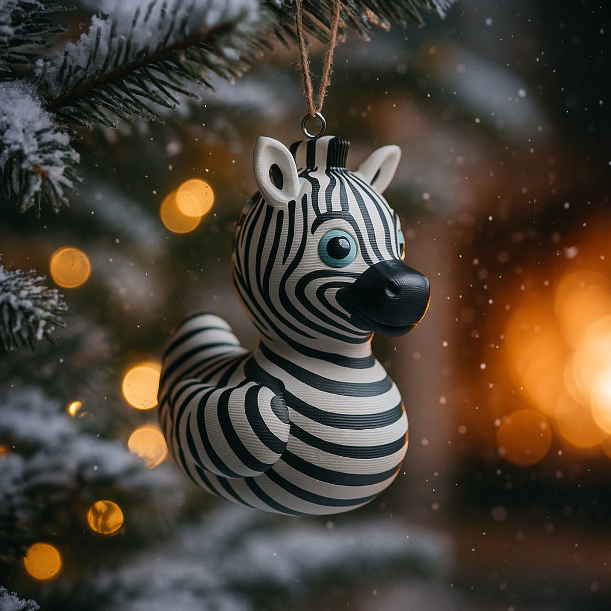 TheDuckSpecialist – Middelgrote Zebra Eend Kersthanger – 3D-geprint PLA Ornament – Kerst Decoratie