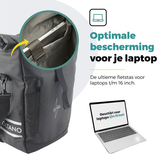 Voltano Journey Luxe Fietstas 28L - Zwart - Enkele Pakaftas - Laptopvak - Met Schouderband - Waterdicht van Voltano — afbeelding 2