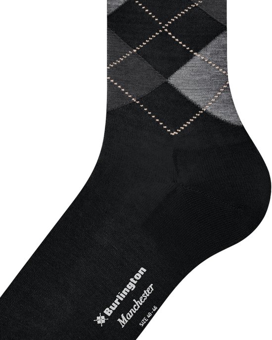 Burlington - Chaussette Manchester Longue Zwart 3000 - Taille 40-46 -