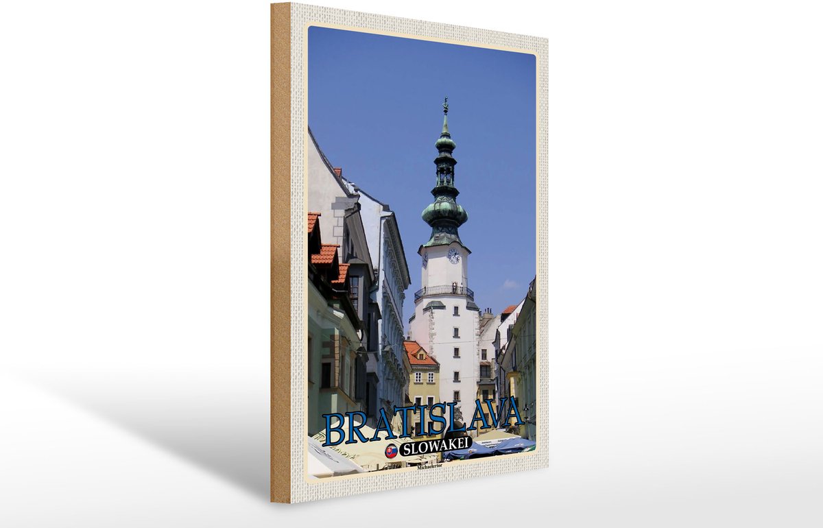 Holzschild Reise 30x40cm Bratislava Slowakei Michaelertor