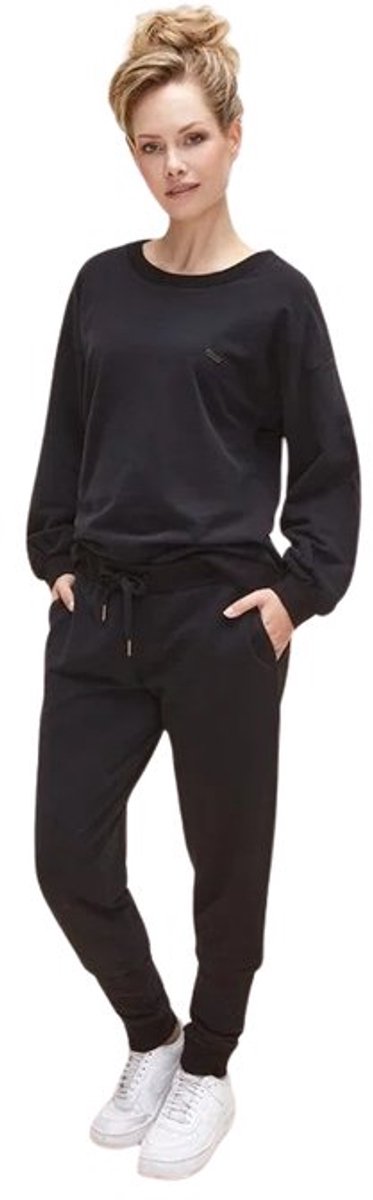 Stijlvolle Dames Huispak / Tracksuit / Joggingspak | 2-Delig Home Wear / Trainingspak | Sport Kleding | Zwart - L