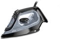 Zwart Braun TexStyle 3 stoomstrijkijzer met transparant waterreservoir en zilverkleurige strijkzool.