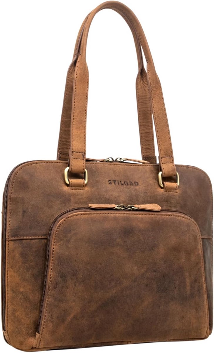 Zakelijke Laptoptas Leer 13.3 inch voor Dames - Vintage Schoudertas voor Werk