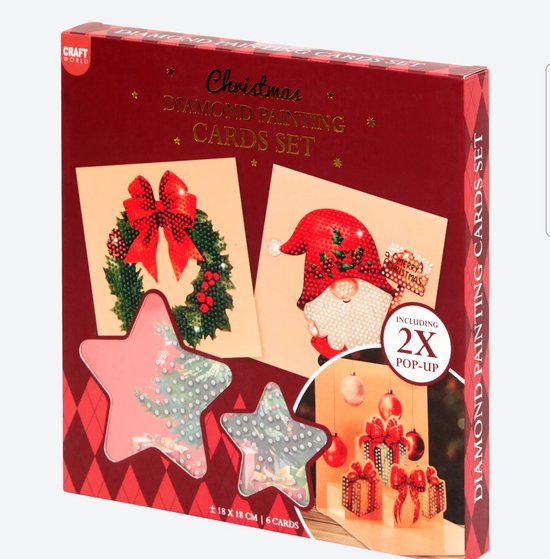 Kerstkaarten kerst- Diamond painting - 4 x regulair + 2 popup | bol