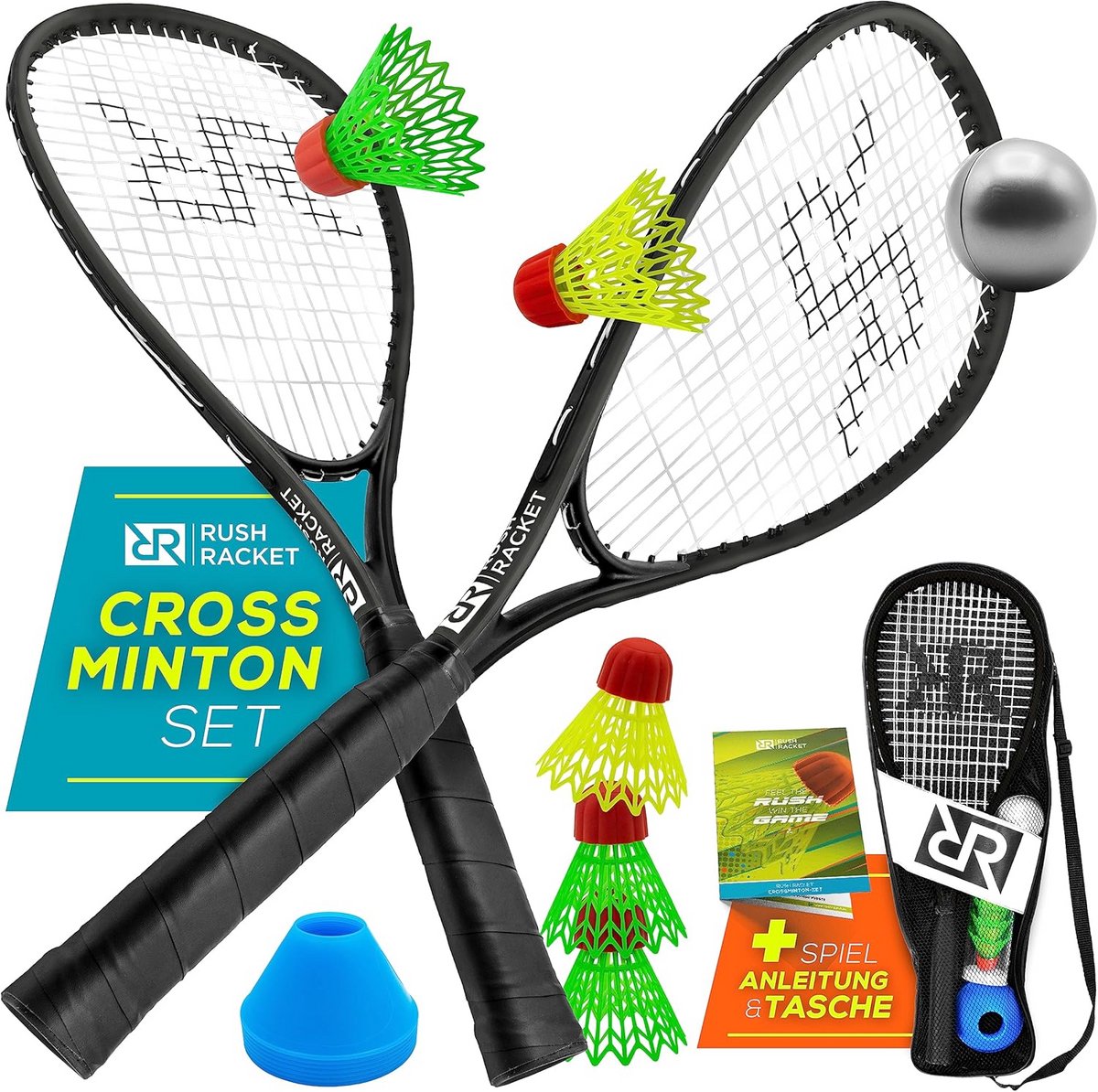 5-delige Speedbadmintonset - Compleet met Rackets, Shuttles en Draagtas