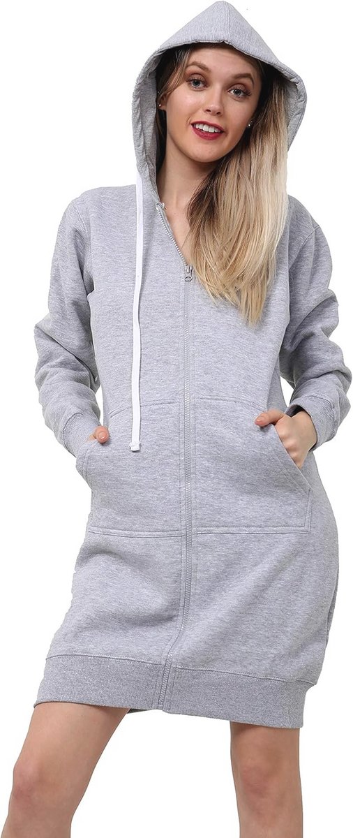 Lange Hoodie Rits Fleece Dames - Stijlvolle Casual Sweatshirt met Zak - Maten S-3XL