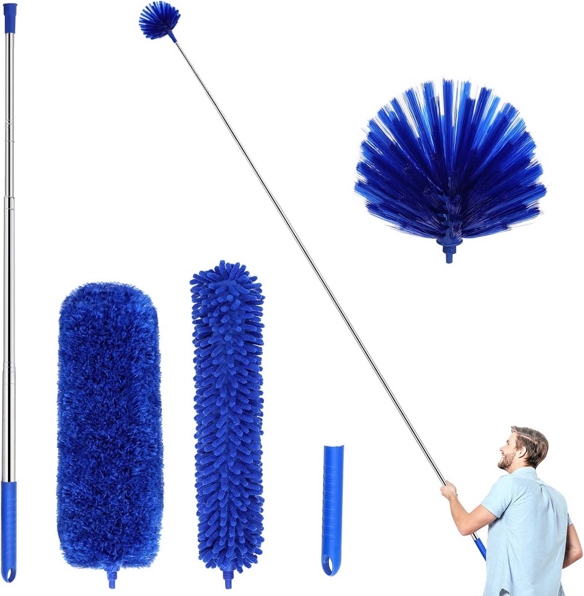 Driedelige stofafscheider met telescopische staaf 15-110 inch voor reiniging