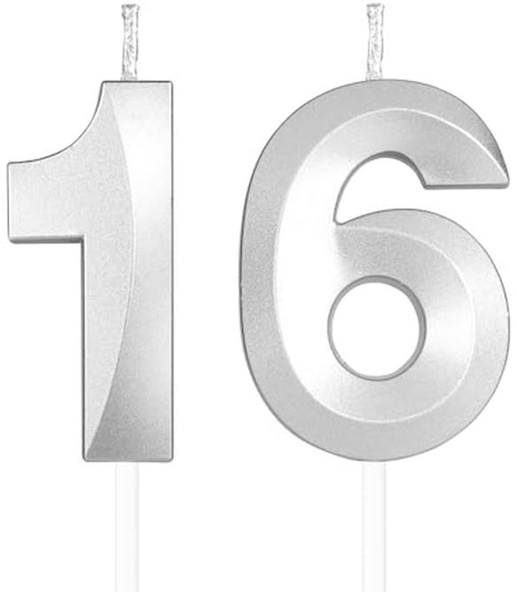 3D Verjaardagskaars Nummer 16 - Cake Topper voor 16e Verjaardag Feest