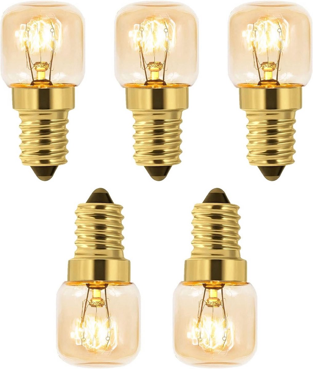 Dimbare E14 Ovenlamp 2700K Warmwit Hittebestendig voor Oven Magnetron en Koelkast 5 Stuks