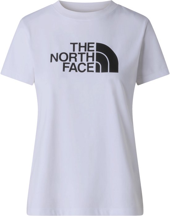 T-shirt blanc avec grand logo noir 'The North Face' sur le devant.